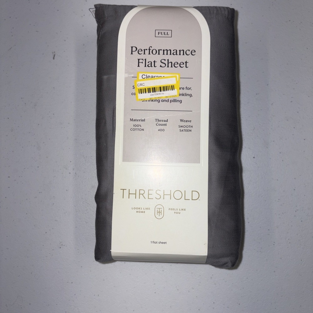 Full 400 Thread Count Performance Flat Sheet Dark Gray - Threshold: Cotton